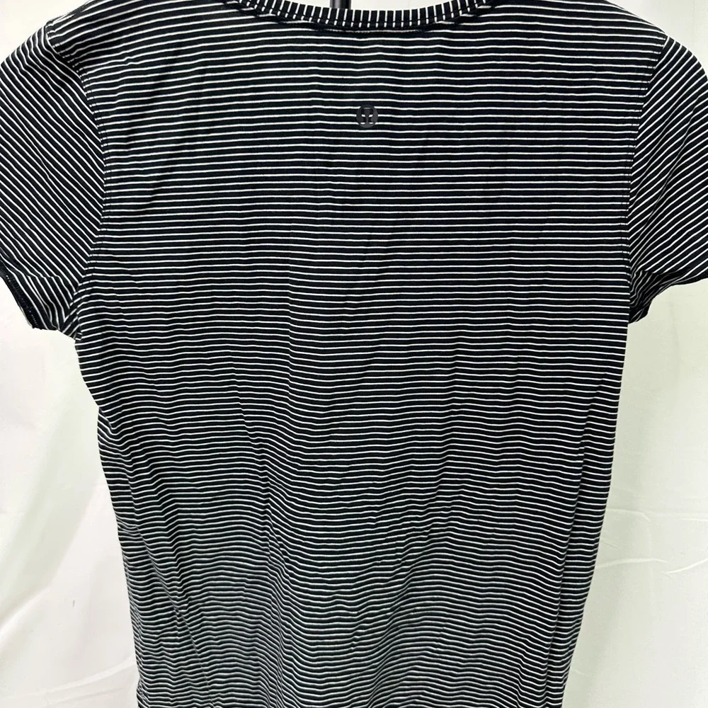 lululemon athletica Black and White Striped Short Sleeve Tee